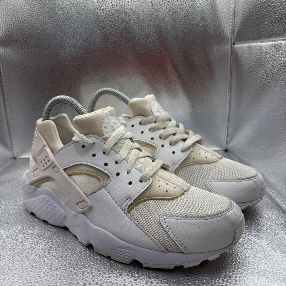 Size 7 (GS) Nike Huarache Run Low White‎ Pure Platinum Kids Sneakers 654275-110